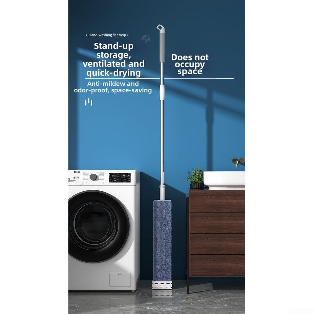 Mopa plana giratoria de 360 grados con mecanismo de autoescurrido y almohadilla de microfibra extragrande de 45 cm para una limpieza eficiente del suelo debajo de los muebles, mango