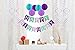 Happy Birthday Banner Paper Triangle Flag Bunting Circle Confetti Dots Hanging Garland And Honeycomb Ball Swirl Streamers for Birthday Baby Shower Party Decoration (Blue Purple)
