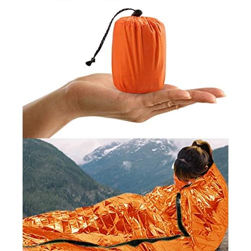 HONYAO Survival Sleeping Bag, Emergency Bivvy Bag Emergency Rescue Blanket Reusable for Outdoor Camping, Hiking