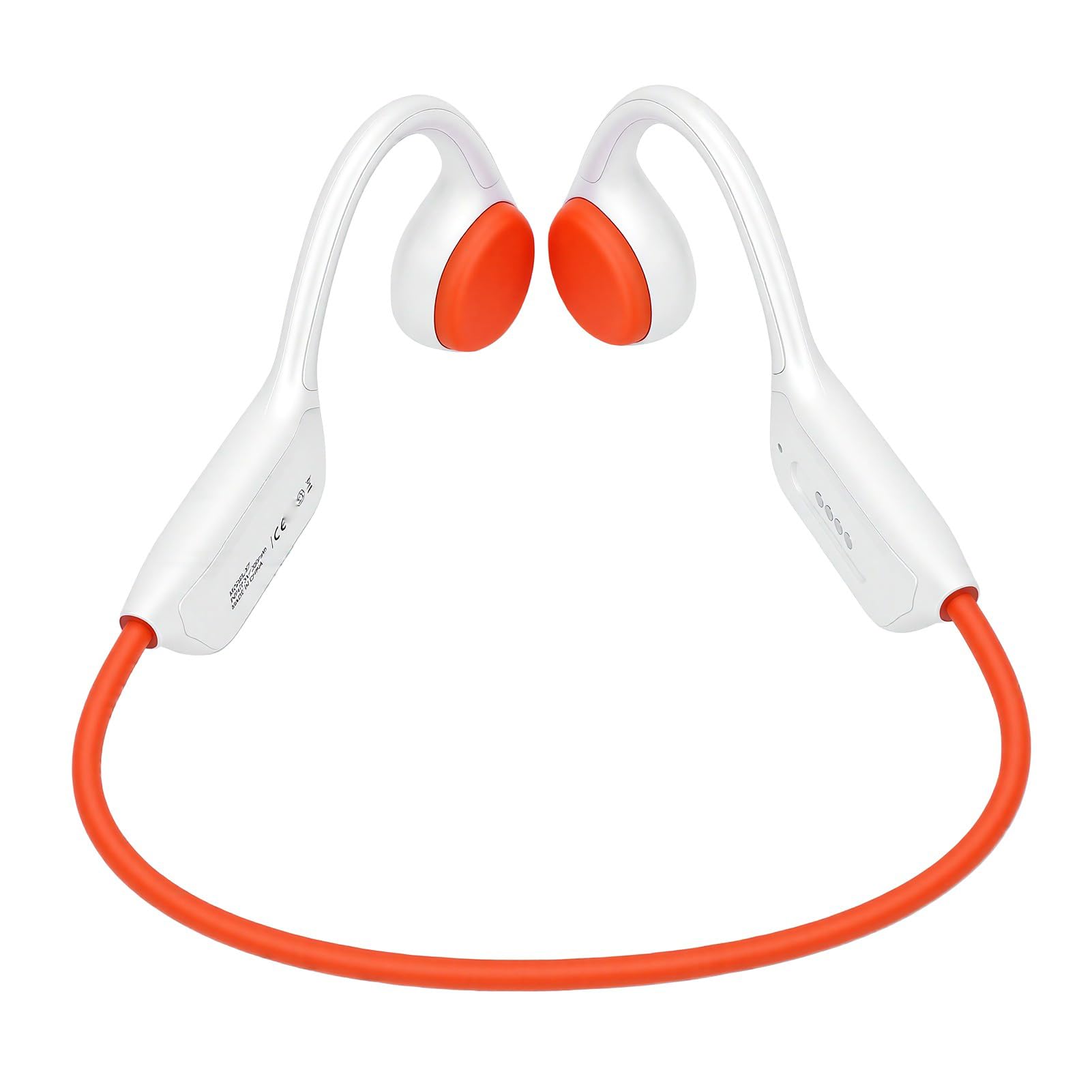 Sxhlseller Cuffie a Conduzione Ossea con Lettore MP3 da 32 GB, Cuffie da Nuoto Bluetooth 5.4 IPX8 Impermeabili, 8 Ore di Riproduzione Leggere per Sport All'aria Aperta (Bianco Arancio)