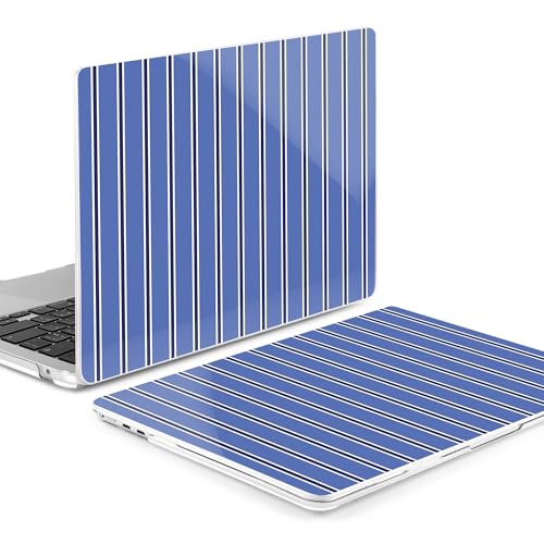 Image of MEEgoodo Case for M5 /M4 /M3 /M2 MacBook Air 13 inch 2026 2025 2024 2022, Fit Model A3449 /A3240 /A3113 /A2681, Case Compatible with MacBook Air 13.6-inch, Blue and White Stripes