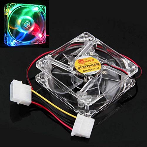 Quad 4-LED Colorful Light Neon Clear PC Computer Case Cooling Fan Mod 80mm