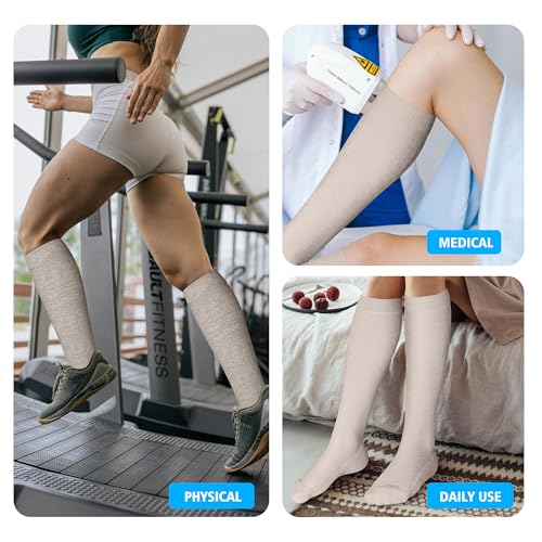 Image of LEVSOX Cotton Compression Socks for Women&Men 20-30mmHg Knee High Cute Support Sock for Nurses Pregnancy Travel
