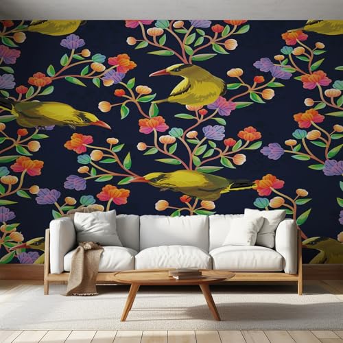 Papier peint intissé jaune violet décoration murale 3D salon 400x280cm