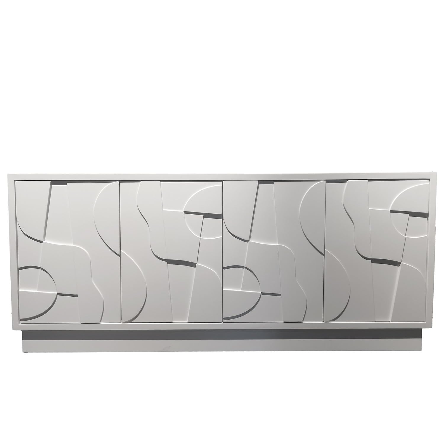 Aparador con Puertas de diseño Moderno y Apertura por presion de Madera Blanco 178x40x76 cm