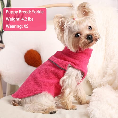 Image of Dog Clothes for Small Dogs Fleece Vest Dog Sweater Boy Girl, Warm Pullover Fleece Doggie Jacket, Winter Pet Ourfit Chihuahua Sweater - Yorkie Clothes (Rose, X-Small)