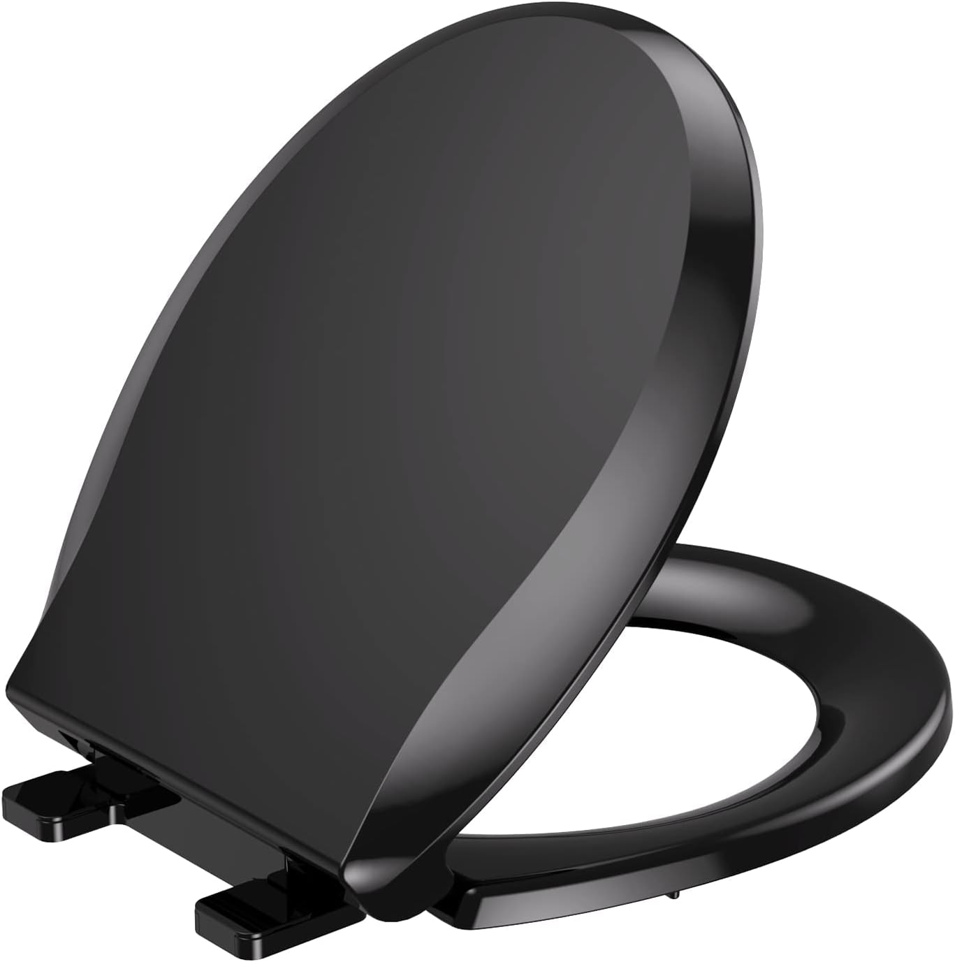 YASFEL Toilet Seat,Standard Universal Round Toilet Seat,Soft Close,Ergonomic Toilet Bowl Seat,Fits for Standard Round Toilet with Thickened Plastic Lid (Round, Black) 16.5" Round Black