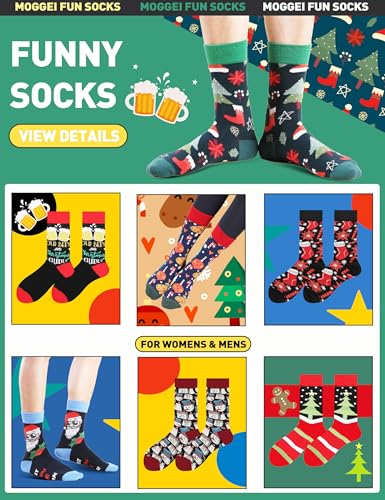 Image of MOGGEI Funny Socks for Men Women Fun Cozy Crazy Novelty Fashion Breathable Printed Cotton Boot Socks