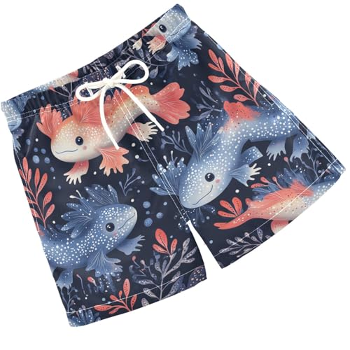 Pigsaly Boys' Swim Board Shorts Pink Blue Cute Pink Fish Boy's Swim Trunks Kids Swimwear 5T