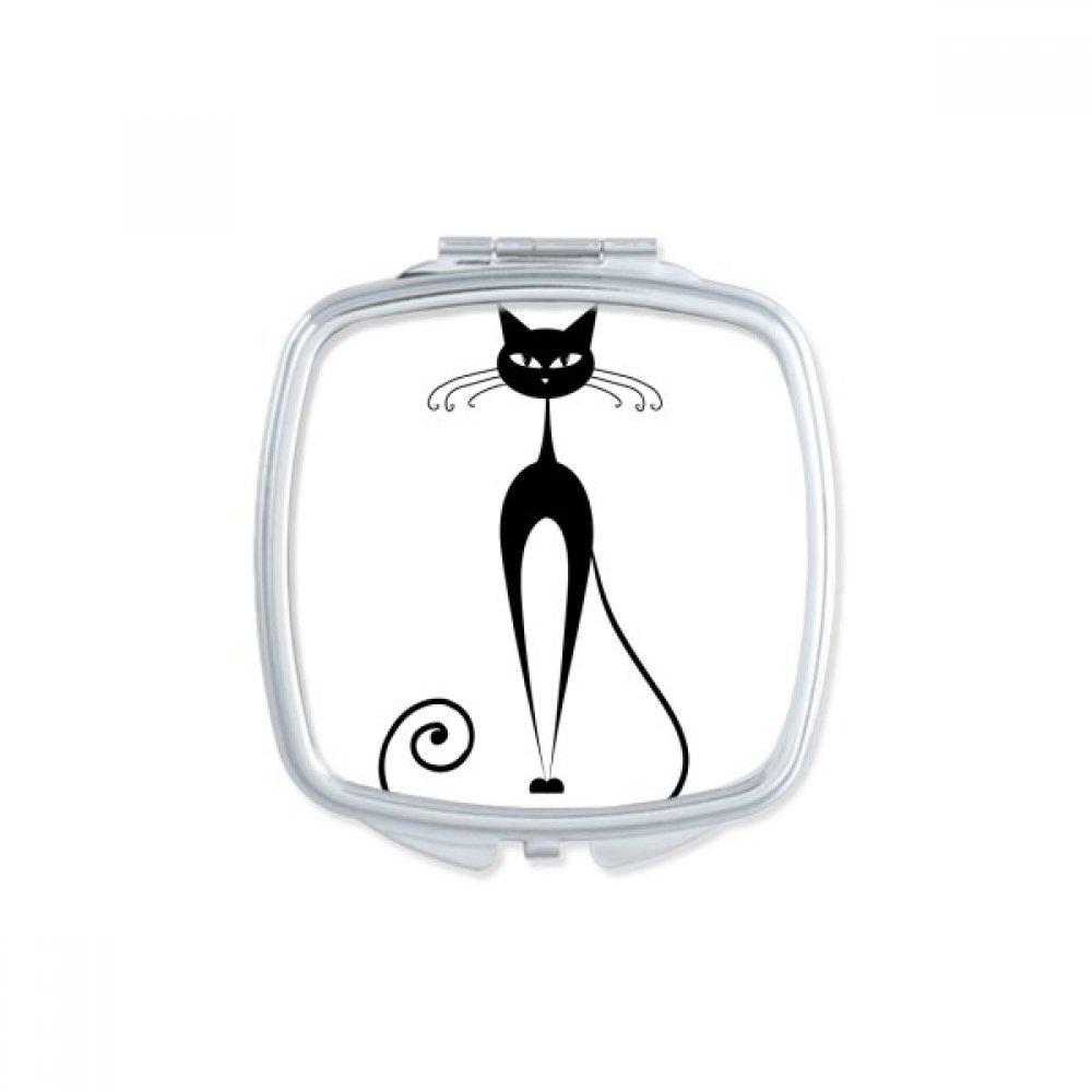 Miroir de maquillage chat noir idéal pour les retouches rapides au bureau ou en voyage