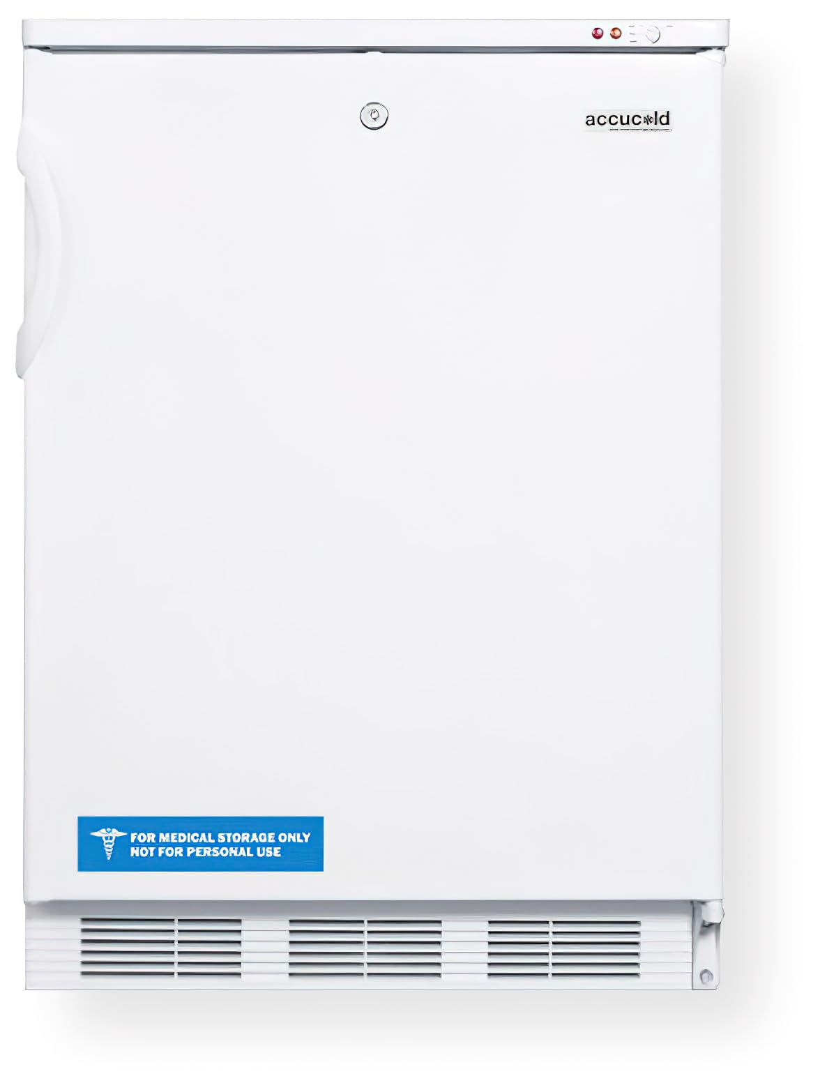 Accoculd VT65ML Freestanding Medical All-Freezer Capable of -25C Operation with Front-Mounted Lock, Manual Defrost, One Piece Interior Liner, Reversible Door and White Exterior