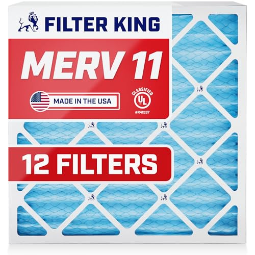 Filter King 21x21x1 Air Filter | 12-PACK | MERV 11 HVAC Pleated A/C Furnace Filters | MADE IN USA | Actual Size: 21 x 21 x .75'