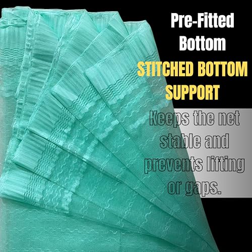 Image of Mosquito Net for King Size Bed & Double Bed, 6x7 Ft (Wall /Hook Hanging) Premium Poly-Cotton Blend Fabric Foldable Machhardani (Light Sea Green)
