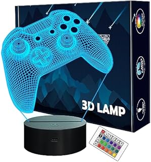 3D Gamepad Nachtlicht, Lightzz Game Console Illusionslampe mit Fernbedienung + Touch 16 Farbblinken Wechseln + Timer Schreibtischlampen Kinderzimmer Geschenke für Spielefan