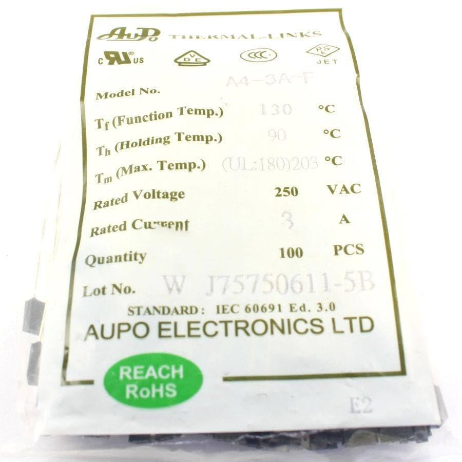 50 Pcs Thermal Fuse Cutoff TF 130 Degree 250V 3A A4-3A-F
