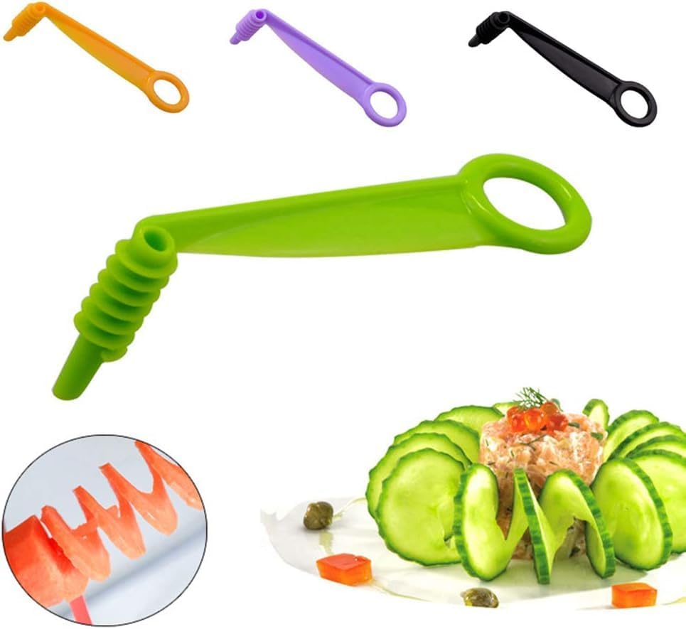 Green Spiral Slicer Portable Cucumber Carrot Potato Cutter Manual Kitchen Gadget