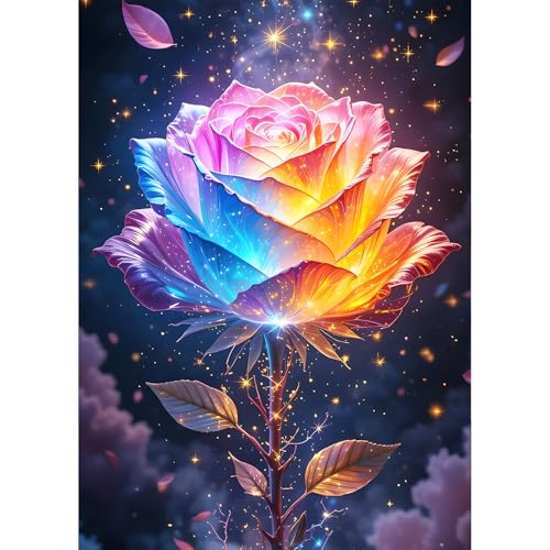 QQYRHN 5D DIY Rose Rêveuse Kits de Peinture Diamant, Complète Fleur Lumineuse Diamond Painting pour Adulte Débutants, Art du Diamant, Décoration Murale Maison...