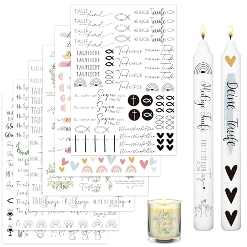 Kerzentattoos, 6 Stück A5 TaufkerzeKerzensticker,Taufe...