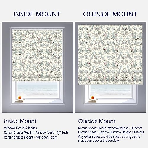 Roman Shades For Windows, Washable Fabric Blackout Cordless Roman Shades For Windows, Doors, Kitchen Windows, Floral Pattern In Paisley #TOP6