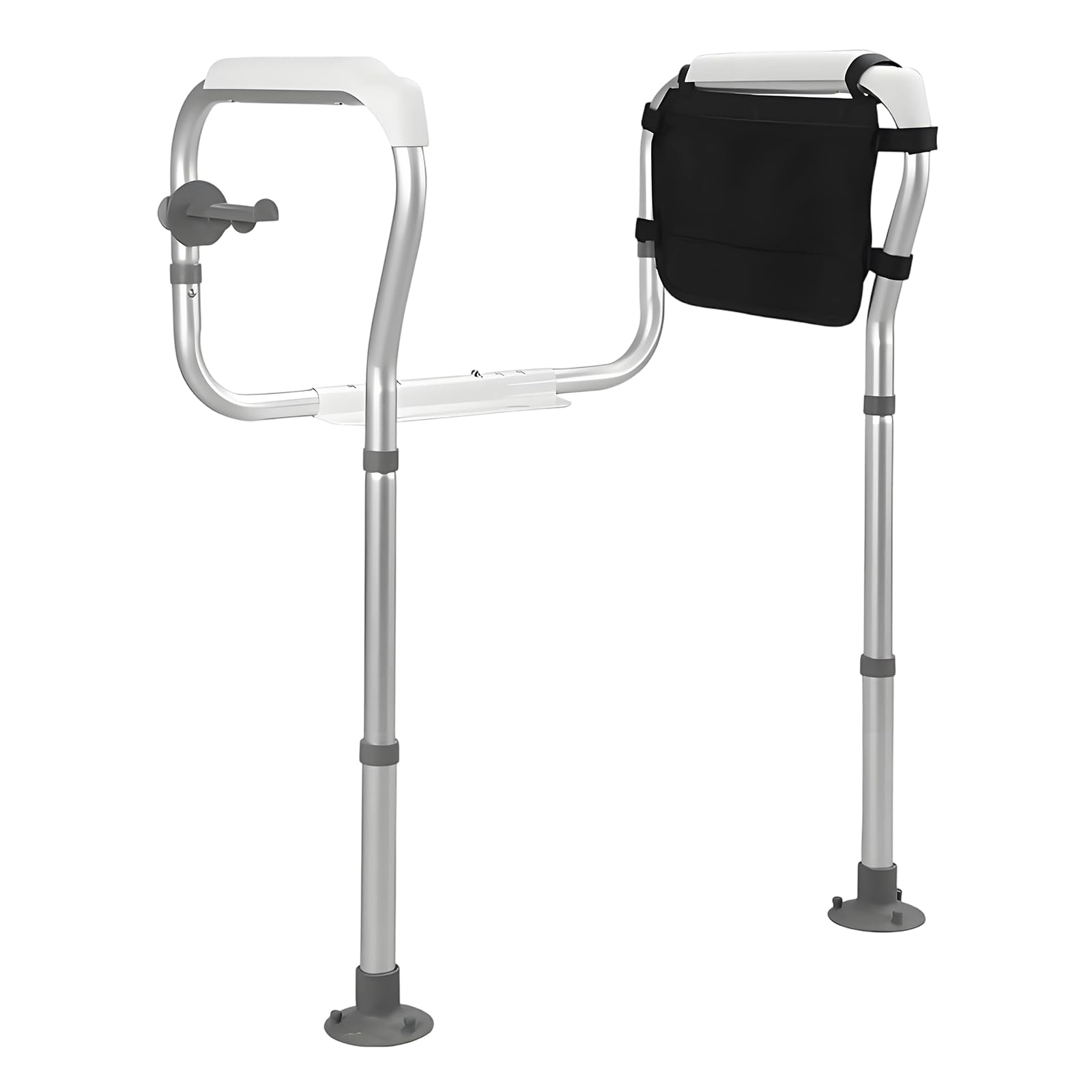 Pomoc w wstawaniu toalety dla seniorów, uchwyt mocujący z regulacją wysokości 65-78,5 cm, uchwyt podporowy do WC z podłokietnikami, antypoślizgowe przyssawki, bez wiercenia, z uchwytem na papier