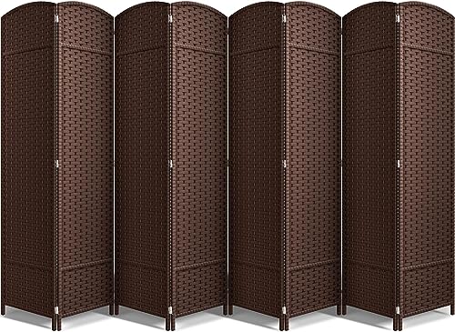 Sorbus 8 Panel Room Divider 6 ft. Tall - Privacy Screen, Extra Wide Double Hinged Panels, Mesh Hand-Woven Design, Partition Room Dividers and Folding Privacy Screens, Wall Divider for Room Separation
