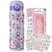 Geschenke für Mädchen Kinder Schule Wasserflasche Geburtstagsgeschenke für Mädchen mit Diamant Aufkleber BPA Free 500 ML Kinder 4-12 Jahre DIY Trinkflasche für Kinder (Violett)
