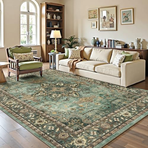 Lofus 6x9 Green Area Rugs for Bedroom Living Room, Vintage Boho Carpet