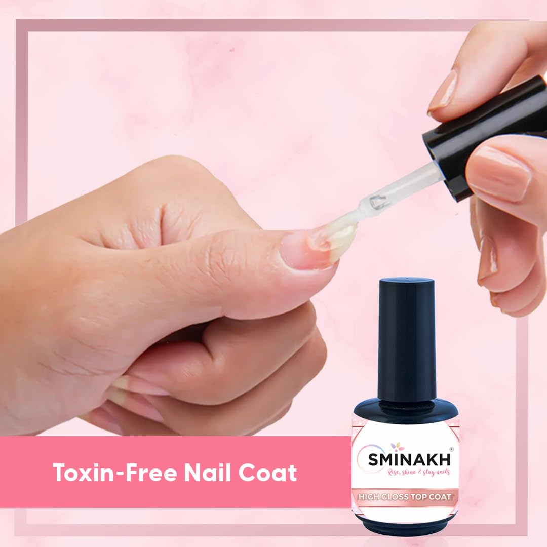 Sminakh Top Coat For Nails Polish 15ML Top Coat Shine Finish Soak Off Nail Lamp Gel Shiny Top Coat With Long Lasting Manicure DIY Home Nail Salon 4
