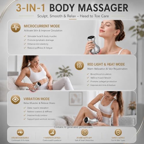 Image of 4-in-1 Lymphatic Drainage Massager - Anti Cellulite Massage Tool with Heating /Vibration /Red Light /Microcurrent,Body Sculpting Machine for Legs /Back /Hips Pain Relief /Reduce Stretch Marks & Cellulite