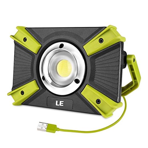 LE Portable LED Work Light, 15W, Rechargeable Outdoor Flood Light, 4400mAh Power Bank for Hiking, Working, Car Repairing, Workshop and More