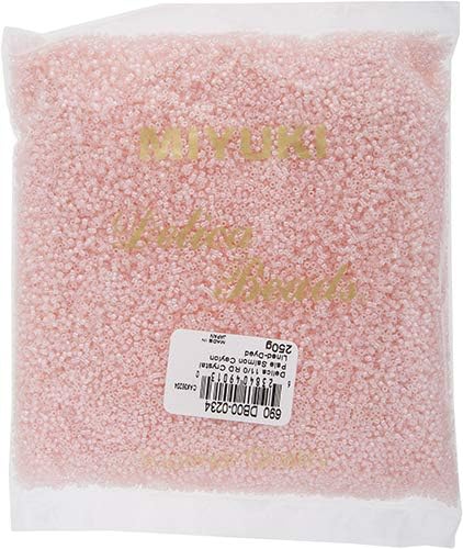 Miyuki Delica 11/0 Crystal Pale Salmon Ceylon Lined-Dyed 250gms Bag of Japanese Glass Beads Bulk Bag of Japanese Glass Beads