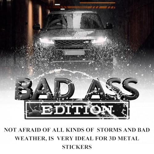 Image of Wevdn Car Bad Ass Edition Emblem, 3D Raised Funny Bad Ass Edition Metal Sticker Fender Badge Decal, Self-Adhesive Bad Ass Tailgate Hood Auto Body Decor, Exterior Car Accessories (Black&White)