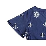 Fleasee Damski T-shirt swobodny, krótki rękaw, Basic Tee V, koszulka, rozciągliwa, tunika z guzikami, minimalny nadruk, na lato, top