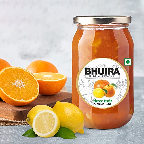 Image of Bhuira Three Fruit Marmalade - 240g | All Natural - No Added Preservatives, Artificial Colors | Handmade Himachal Vegan Spread | Breakfast Toast Jam | Healthy Snack, Guilt-Free
