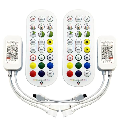 Bkiyougo LED Strip Light Controller with APP, Music Sync and IR Remote for Upgrading 3-pin Led Lights Strip to Bluetooth Connection(2Pack)
