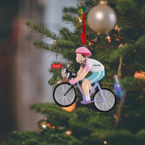 Personalized Bicycle Girl Christmas Ornament Female Bicycle Rider Bike Race Sports Hobby Figure Ornament #TOP1