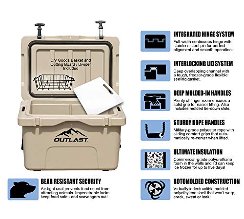 Outlast Life 37 Qt Rotomolded Premium Camping And Fishing Cooler #TOP7