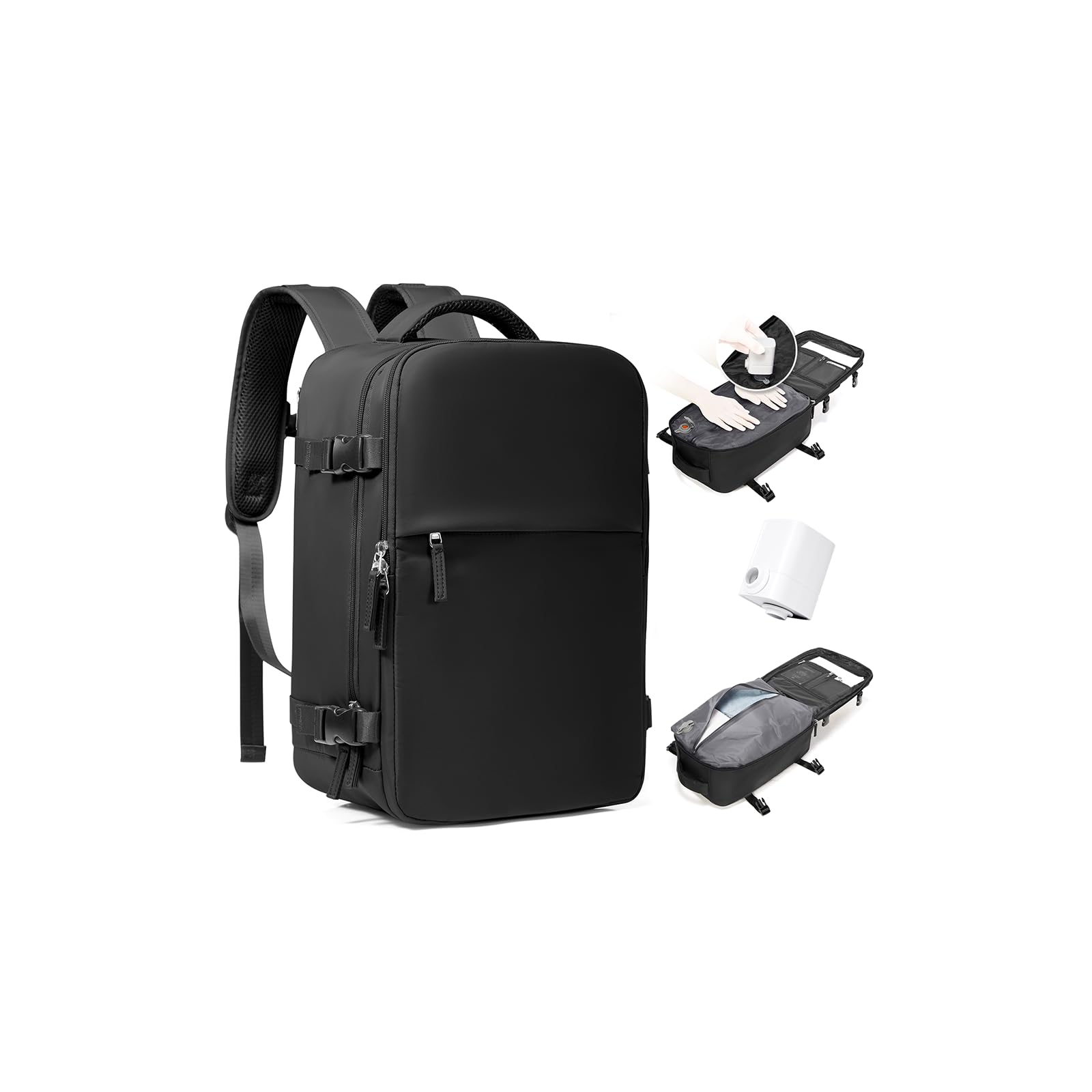 BJLFS Zaino da Viaggio con Sottovuoto Ryanair 40x30x20 Wizzair Bagaglio a mano 40x20x25 Ryanair con Pompa Borse da Cabina per Easyjet 45x36x20 con compressione sottovuoto,Zaino Casual per Laptop