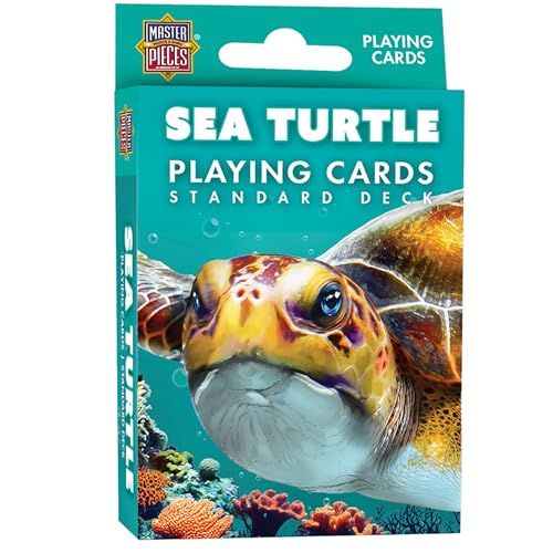 Masterpieces Sea Turtle Playing Cards Deck - Animal Themed Standard 54 Card Deck, Unique Sea Turtle Face Cards & Jokers, Retro Style, for Families & Adults