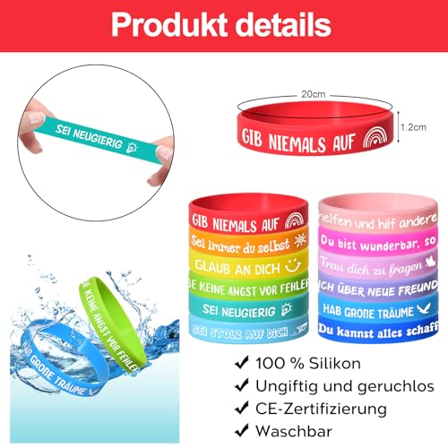 Motivationsarmbänder Kinder auf Deutsch, 24 Stück, 18 cm – Ansicht 3