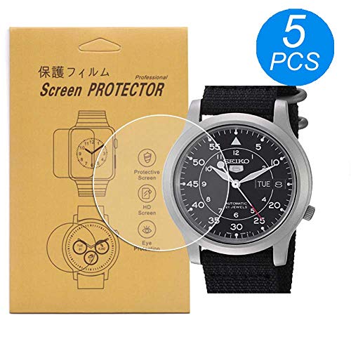 [5-Pcs] for Seiko SNK809 /SNK807 Watch Screen Protector, Full Coverage Screen Protector for Seiko SNK809/SNK809K/SNK809K1/SNK809K2 Watch HD Clear Anti-Bubble and Anti-Scratch