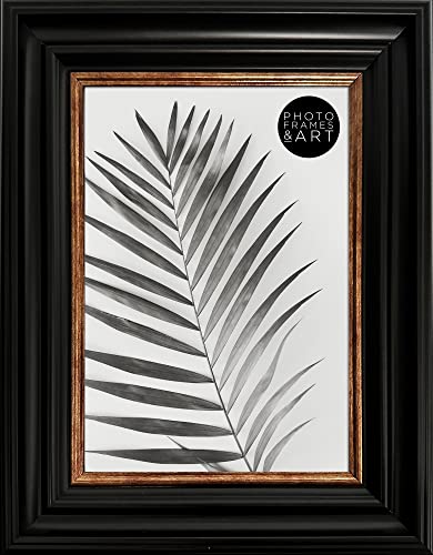 pf+a REAL GLASS Vintage Black Frame For A5 Photo - Black & Copper Gold A5 (14.8x21cm) Picture Frame / A5 Black Photo Frame