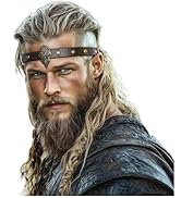L'VOW Viking Leather Headband Adjustable Medieval Headpiece LARP Costume Renaissance Pirate Cospl...