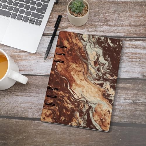 Carnet de notes marbré marron en cuir synthétique de qualité supérieure format A5 - 4
