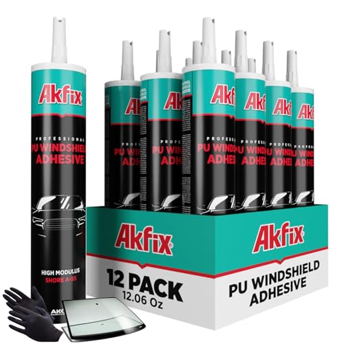 Image of Akfix Urethane Windshield Adhesive Black (12x10.1 fl.oz.) - Fast Curing Car Window Sealant, High Bond Strength Auto Glass Sealant | 12 Pack