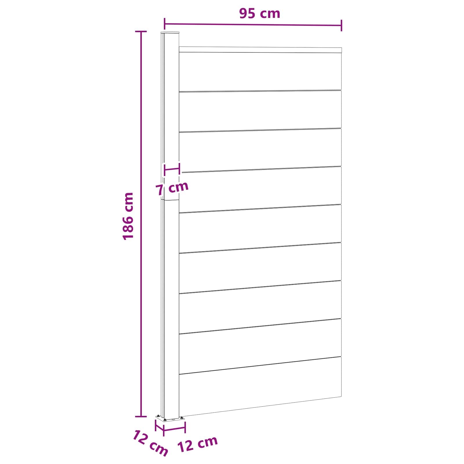Zaunelement WPC und Aluminium Grau wetterbeständig 95 x 186 cm Gartenzaun Sichtschutz Paneel Kunststoff Holz Metall für Terrasse Balkon Grundstück mit stabiler Konstruktion und einfacher