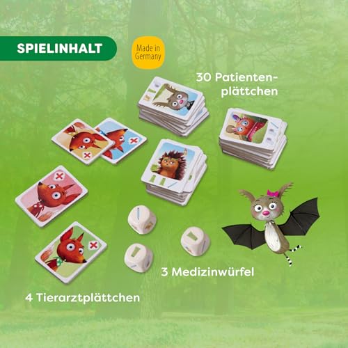 HABA Kleiner Fuchs Tierarzt – Würfelspiel für Kinder ab 4 Jahren – Spielerisch Tiere heilen mit Medikamenten & Würfeln – Fördert Empathie, 2–4 Spieler – 1302797001