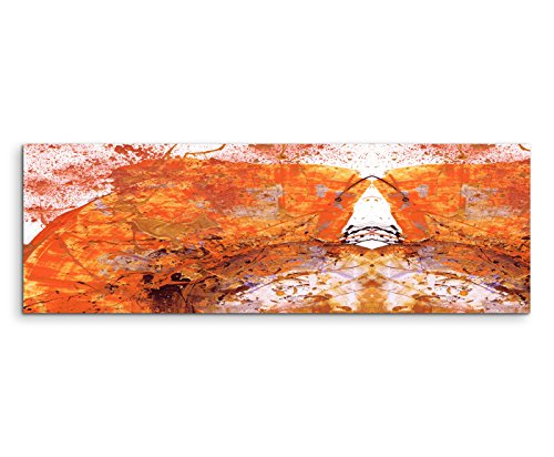 Panorama 150 x 50 cm Motif abstrait toile d'art Tableau peint rouge jaune marron
