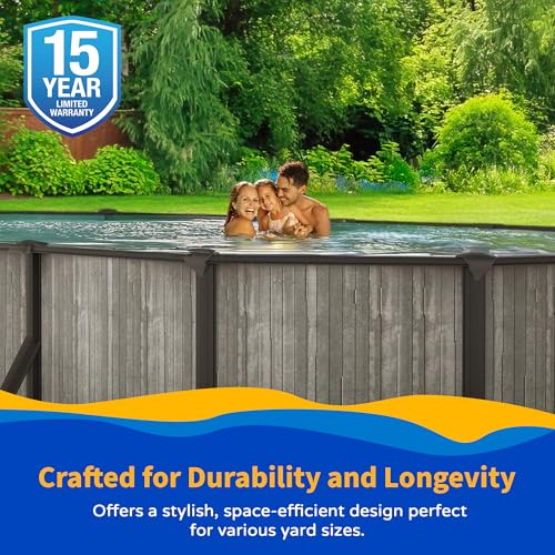 Image of Blue Wave San Pedro 15x30-ft Oval 52-in Deep 6-in Top Rail Above Ground Steel Wall Swimming Pool Package