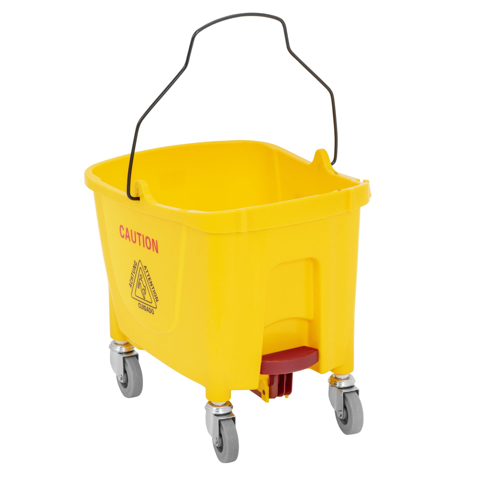 Carro de Limpieza con Prensa y Cubo de 32 L Prensa con Mango Engomado para Mopa hasta 130 mm 4 Ruedas Carro de limpieza industrial Carro de fregar para hostelería Carrito para fregar suelos